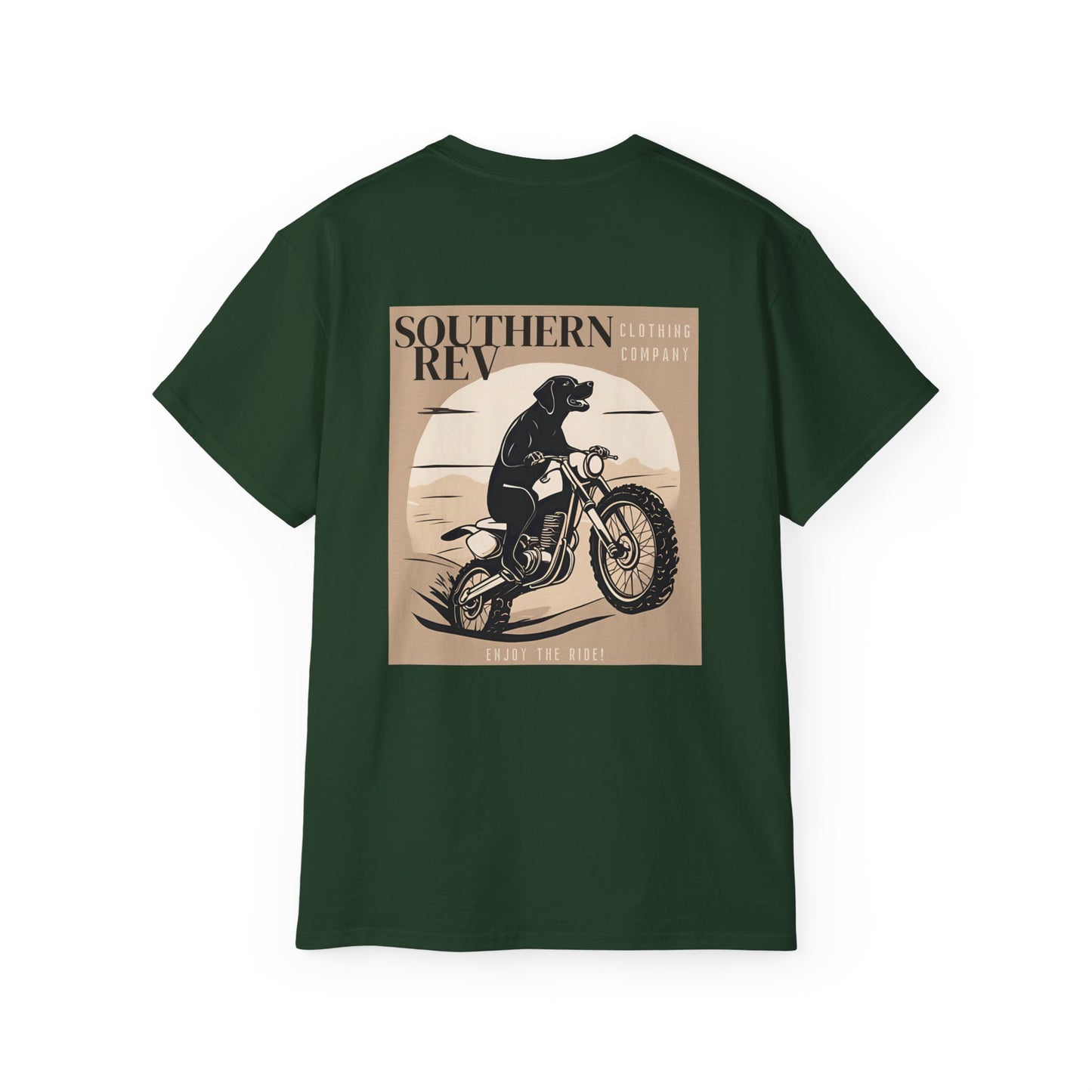 Southern dog riding dirt bike_green