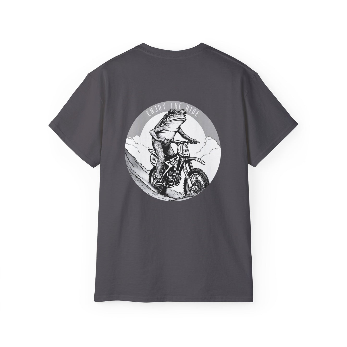 Southern frog riding dirt bike, back_gray