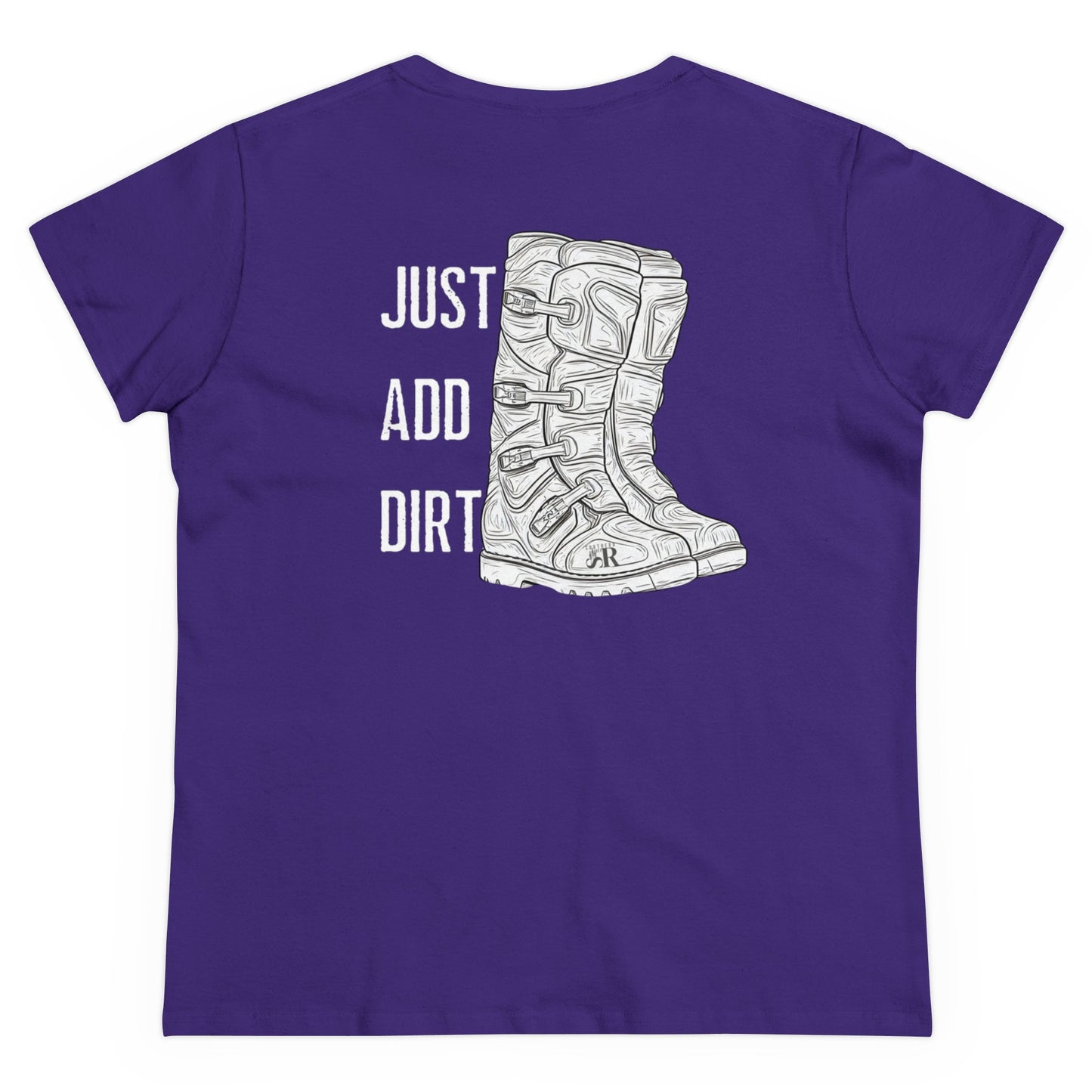 Women's fit_Just add dirt, riding, boots, back_purple