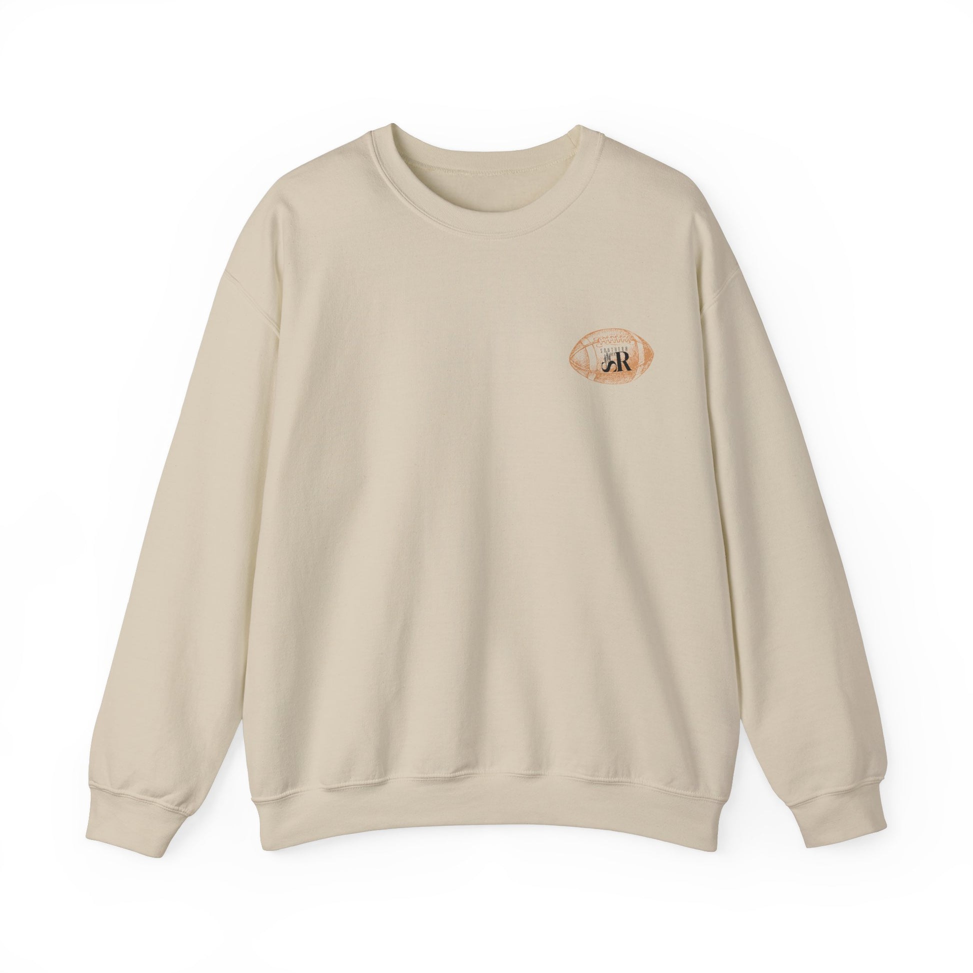 Southern sweatshirt with football gameday design, front_sand